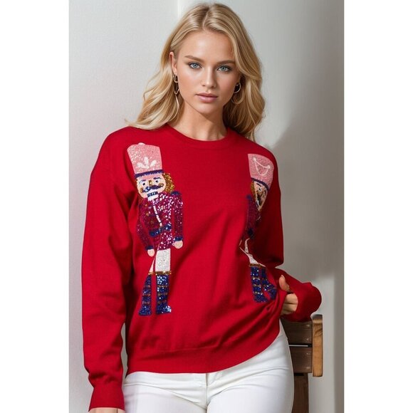 Nutcracker Sequin Long Sleeve Sweater - Picture 1 of 3